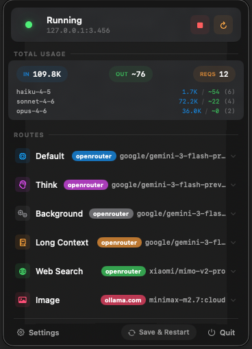 CCR Menu Bar Screenshot